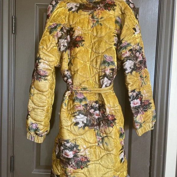JOHNNY WAS flora quilted velvet mustard silk blend coat jacket New! Large, xxl - Picture 2 of 4